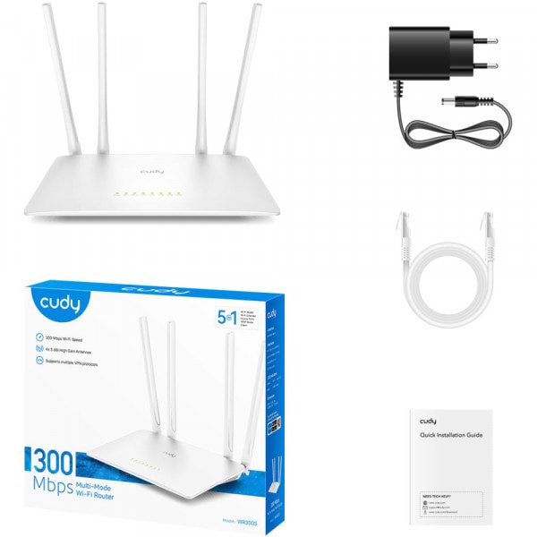 Фото - Маршрутизатор інтернет WiFi4 Cudy WR300S White