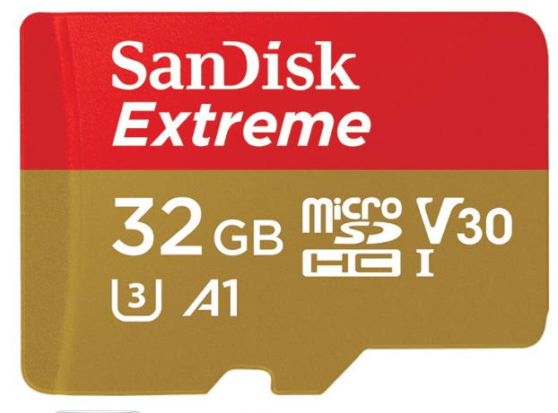 Карта памяти SanDisk 4K Extreme Action microSDHC 32GB V30 A1 UHS-I U3 + SD (SDSQXAF-032G-GN6AA) - Фото 1