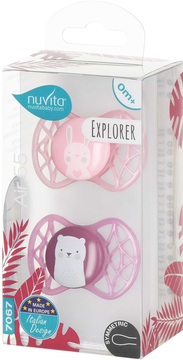 Фото - Симетрична пустушка Nuvita Air55 Explorer 0m + (заєць, ведмідь) 2 шт. (NV7067F)