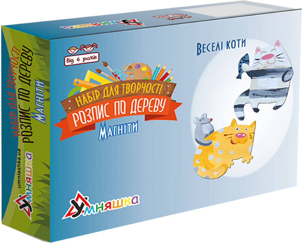 Набор для изготовления декора Умняшка Роспись по дереву Магниты-веселые коты (РД-011)