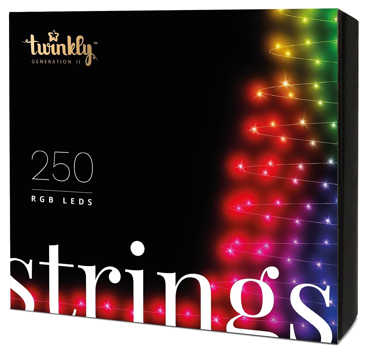 Гірлянда лінійна Twinkly Smart LED Strings RGB 250, BT+WiFi, Gen II, IP44, чорний (TWS250STP-BEU)