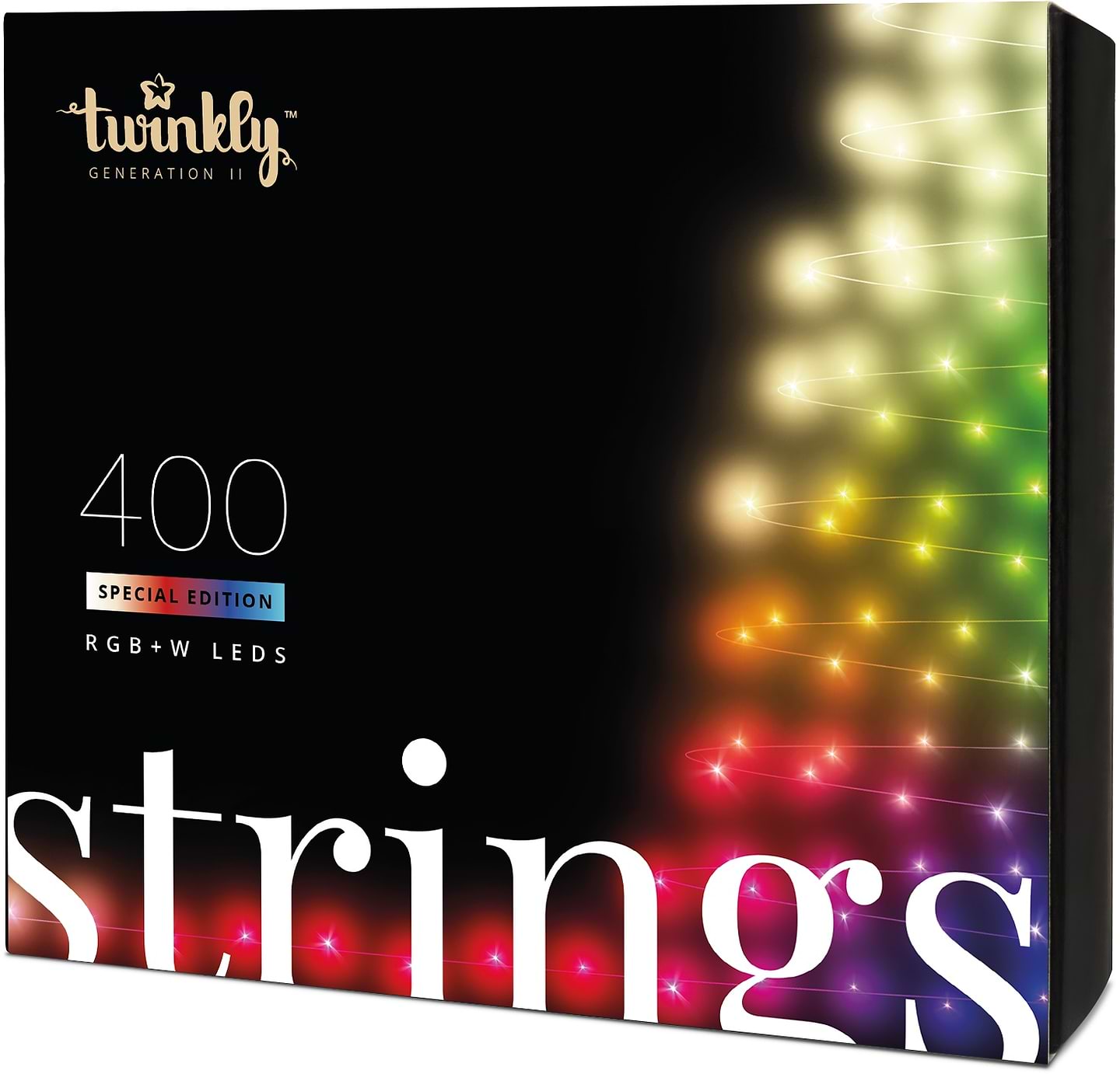 Гірлянда лінійна Twinkly Smart LED Strings RGBW 400, BT+WiFi, Gen II, IP44, чорний (TWS400SPP-BEU)