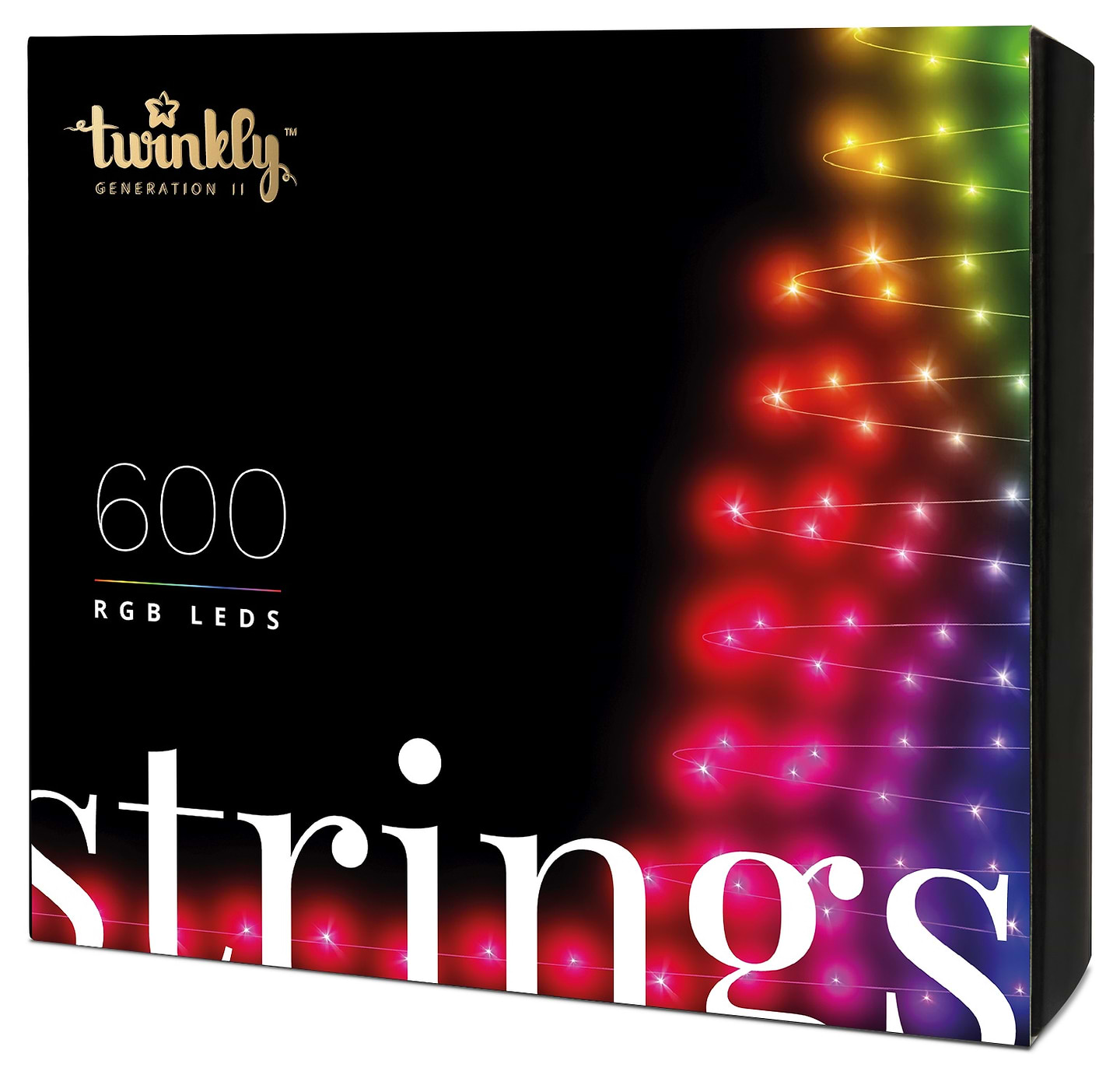 Гірлянда лінійна Twinkly Smart LED Strings RGB 600, BT + WiFi, Gen II, IP44, чорний (TWS600STP-BEU) - Фото 1