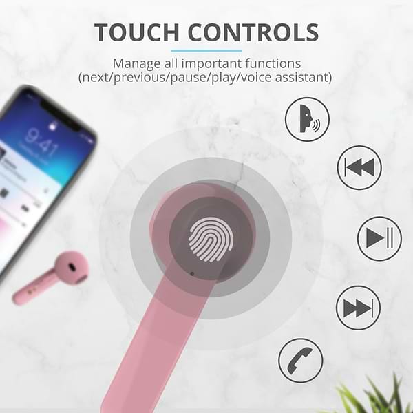 Фото - Навушники вкладиші бездротові TWS Trust Primo Touch True Wireless Mic Pink (23782)