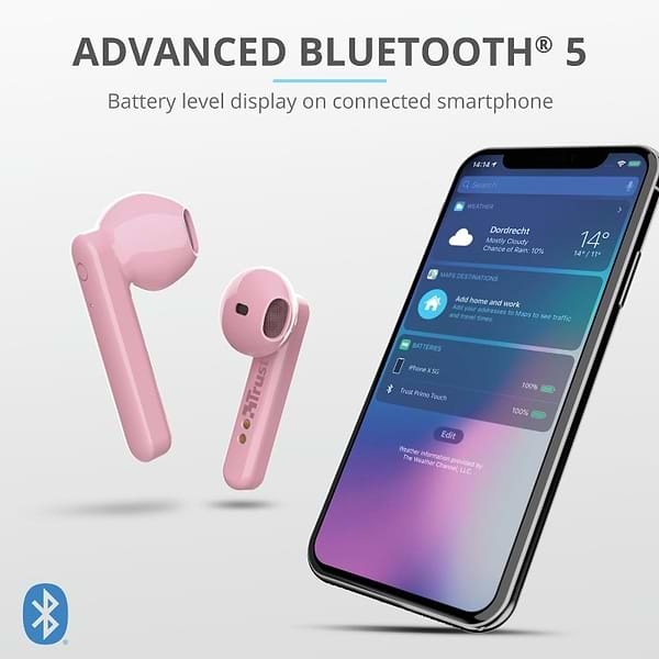 Фото - Навушники вкладиші бездротові TWS Trust Primo Touch True Wireless Mic Pink (23782)