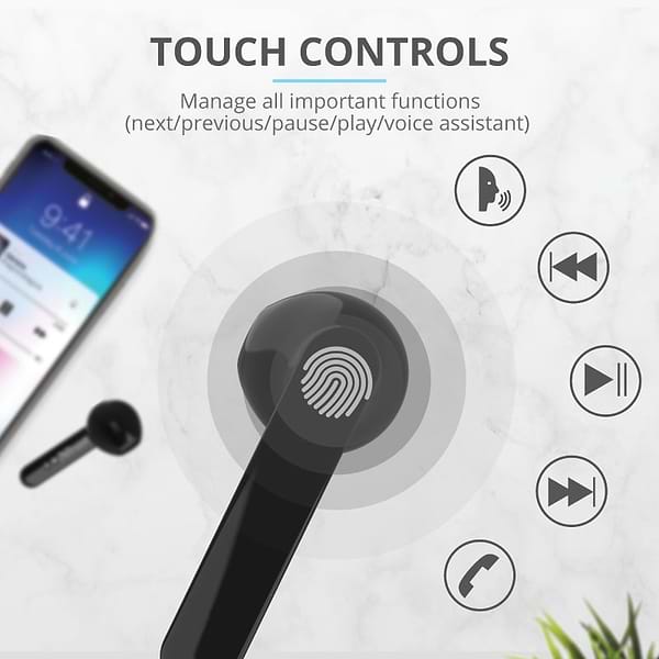 Фото - Навушники вкладиші бездротові TWS Trust Primo Touch True Wireless Mic Black (23712)