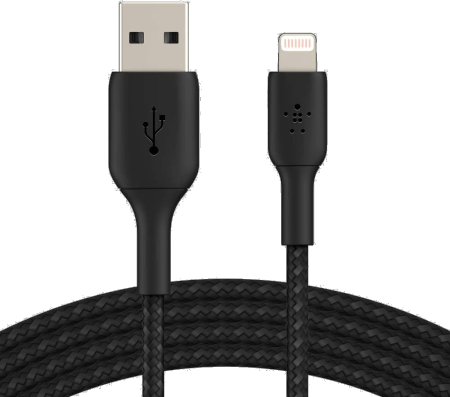 Кабель синхронізації даних Belkin USB-A - Lightning Braided 1m Black (CAA002BT1MBK)