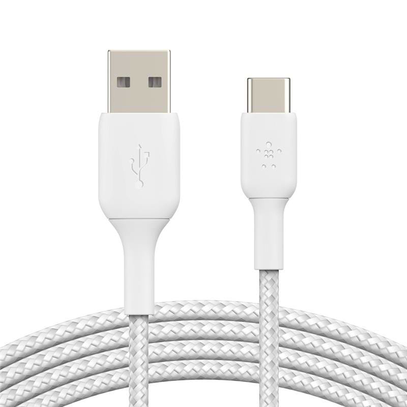 Кабель синхронізації даних Belkin USB-A - USB-С Braided 2m White (CAB002BT2MWH)