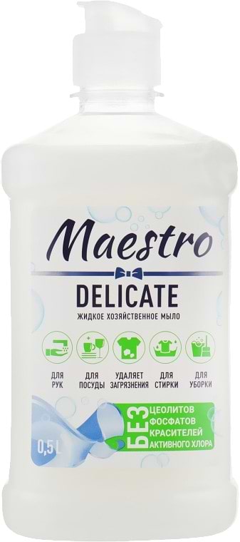 Фото - Мыло хозяйственное Maestro Delicate 500 мл (4820195505090) Фото - Мыло хозяйственное Maestro Delicate 500 мл (4820195505090)