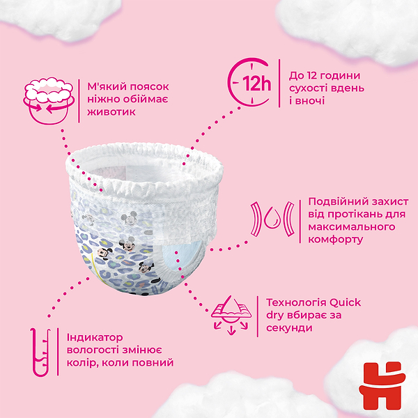 Фото - Одноразові підгузки-трусики Huggies Pants Розмір 5 для дівчаток (12-17 кг), 68 шт. (5029053564111)