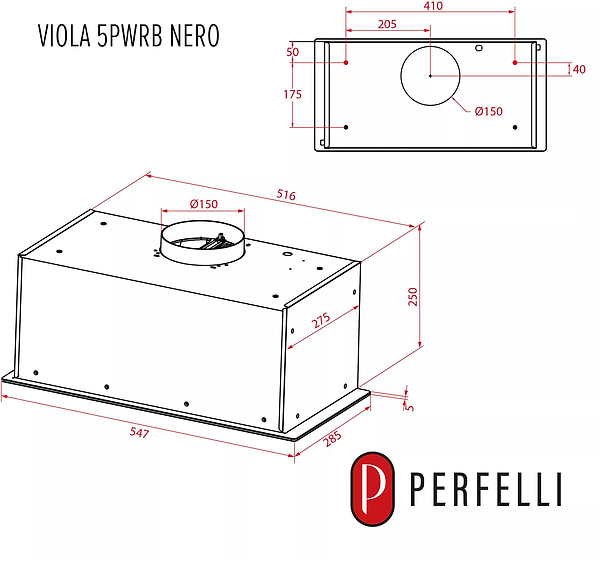 Фото - Витяжка вбудована Perfelli VIOLA 5PWRB NERO