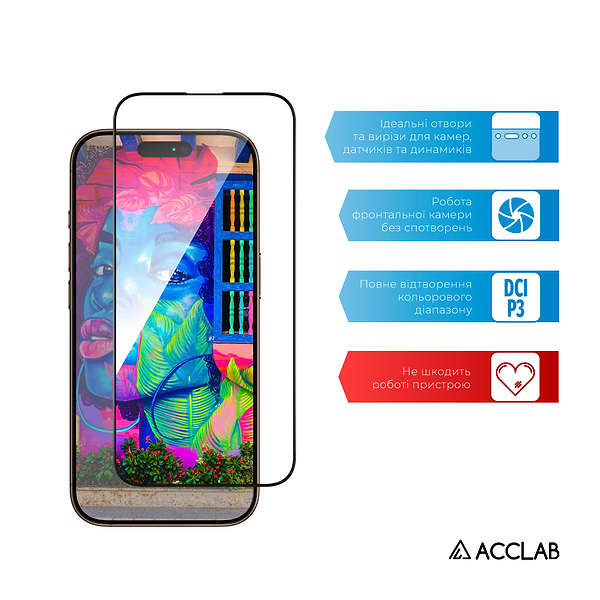 Фото - Захисне скло для смартфону ACCLAB Full Glue for Apple iPhone 16 Pro Max Black (1283126593284)