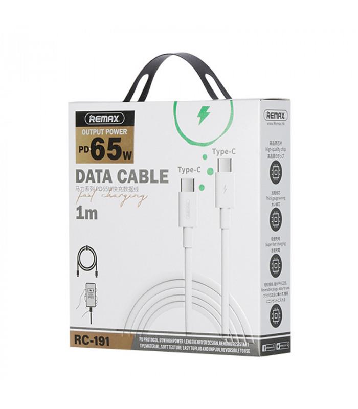 Фото - Кабель синхронізації даних Remax Marlik Series Power Delivery Type-C to Type-C 65W White (RC-191)