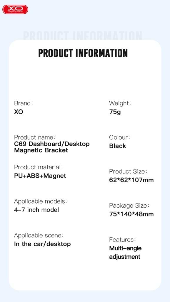 Фото - Автотримач XO C69 Black