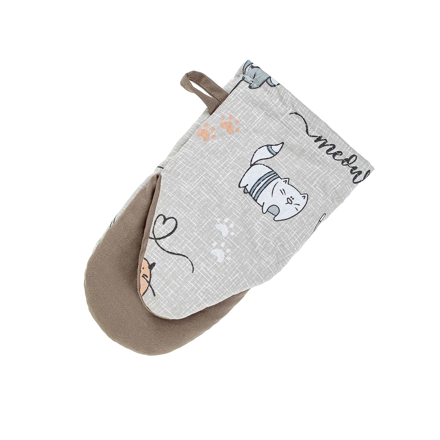 Прихватка-рукавица Home Line Полупанама кот на кухне бежевый 16х28 (174401) - Фото 1