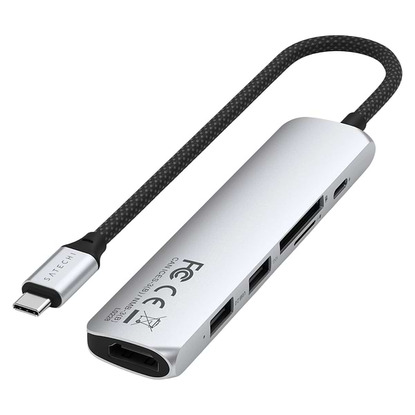 Фото - Хаб USB Satechi 6-in-1 USB-C Slim Multiport Adapter 4K Silver (ST-P6SS)