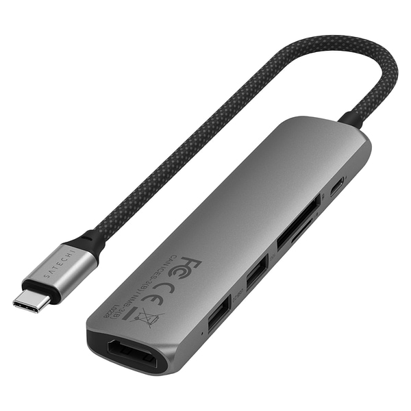 Фото - Хаб USB Satechi 6-in-1 USB-C Slim Multiport Adapter 4K Space Grey (ST-P6SM)