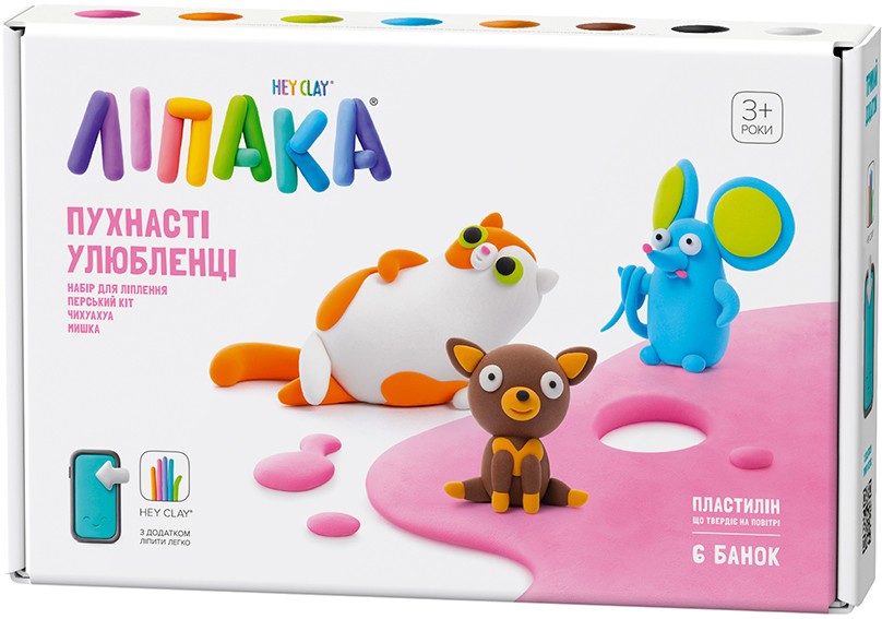 Пластилін класичний Ліпака Пухнасті улюбленці Перський кіт, Чихуахуа, Мишка (60045-UA01)