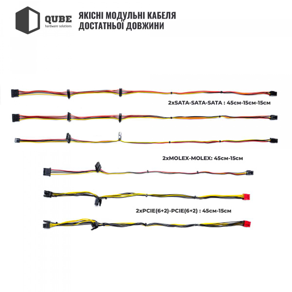 Фото - Блок питания для ПК QUBE 750W 80+ Bronze Semi-Modular (QBC-CSB-750W-80B)