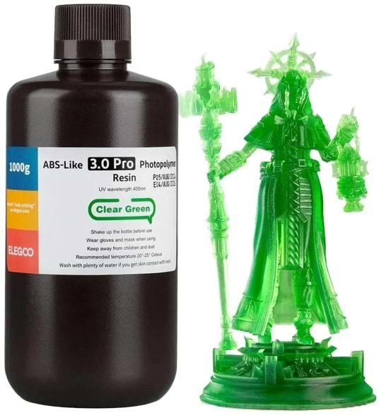 Резиновый фотополимер Elegoo ABS-like 3.0 pro 1кг прозрачная зеленая (50.103.0254)