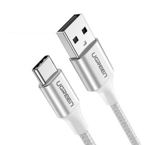 Кабель синхронізації даних UGREEN US288 USB 2.0 AM-Type-C M 2 m 3.0A 18W Nickel Plating Aluminum Braid White (60133) - Фото 1