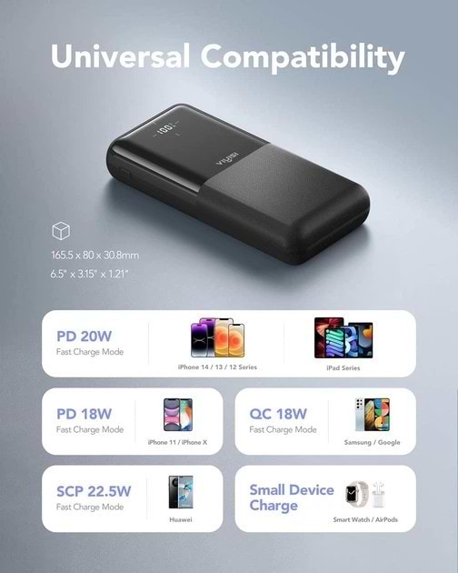 Фото - Батарея мобильная VIYISI G3015 30000mAh 22.5W (X001XFVS1J) Black