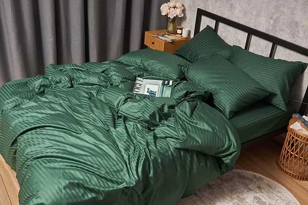 Фото - Підковдра полуторна євро Moon&Star Satin Stripe Stripe Verdant 160x220 см (MS-870000476)