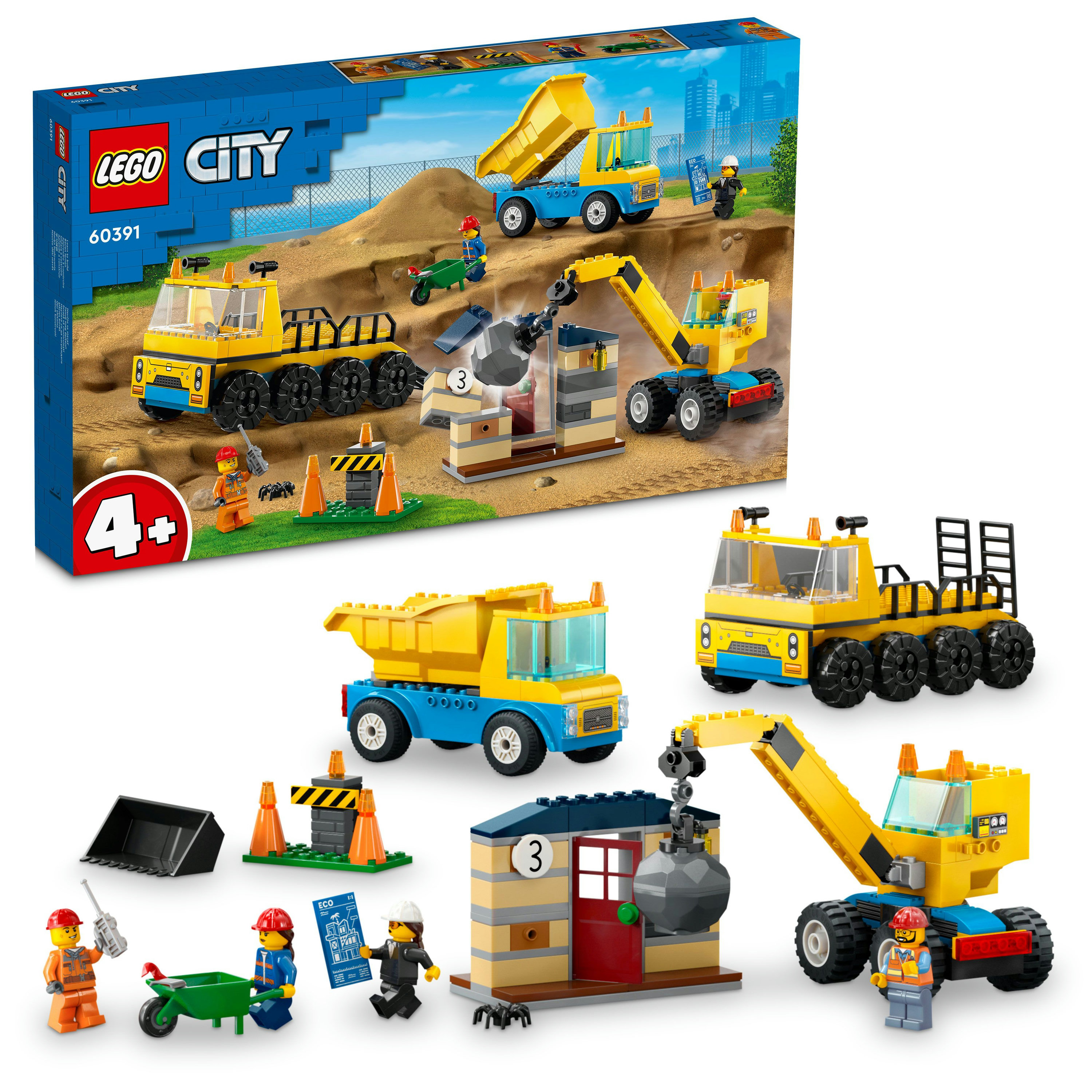 Конструктор LEGO City Строительный грузовик и шаровидный кран-таран (60391) - Фото 1