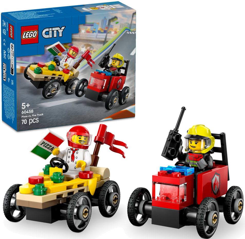Конструктор LEGO City «Піца-авто проти пожежної машини» Набір перегонів (60458) - Фото 1