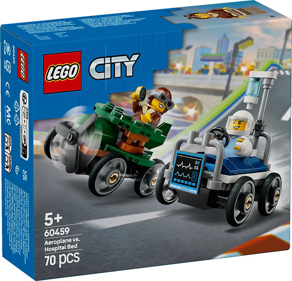 Фото - Конструктор LEGO City «Самолет против больничной койки» Набор для гонки (60459)