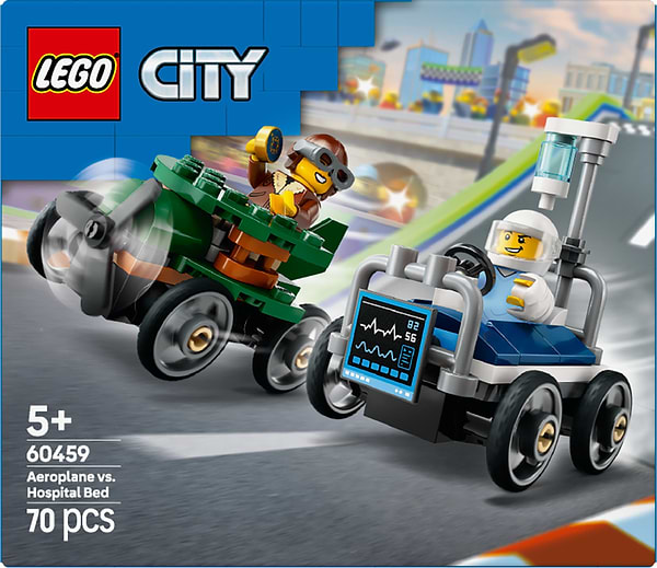 Фото - Конструктор LEGO City «Самолет против больничной койки» Набор для гонки (60459)