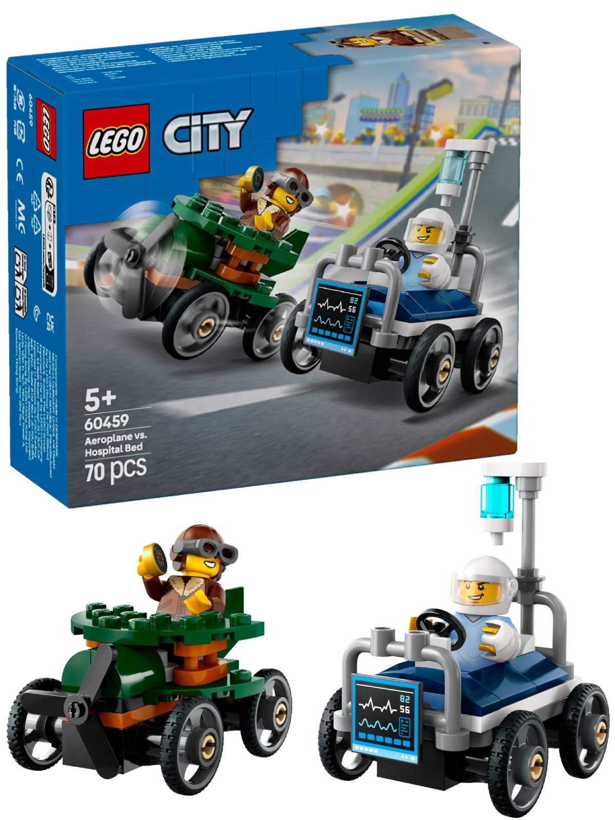Конструктор LEGO City «Літак проти лікарняного ліжка» Набір для перегонів (60459) - Фото 1