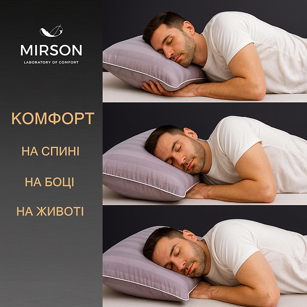 Фото - Подушка ортопедична MirSon №6046 Noble stripe Peony Men 59х43х12 (2200003261691)