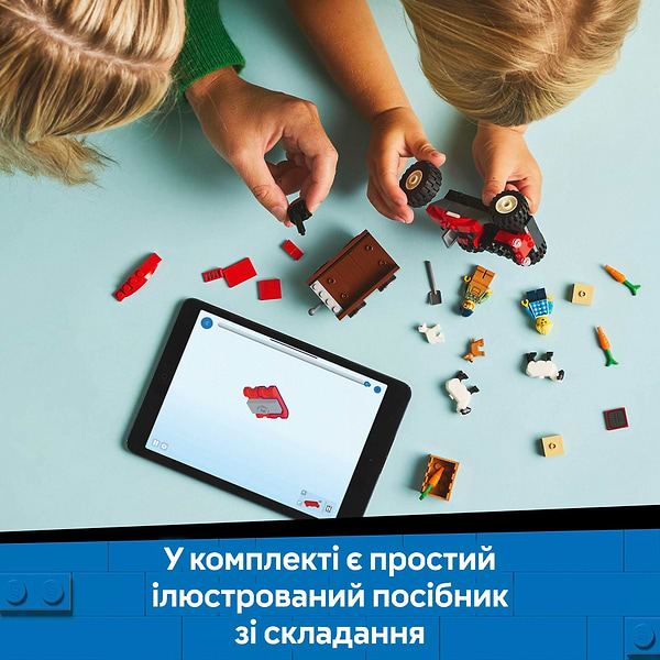 Фото - Конструктор LEGO City Красный фермерский трактор с прицепом и овцами (60461)