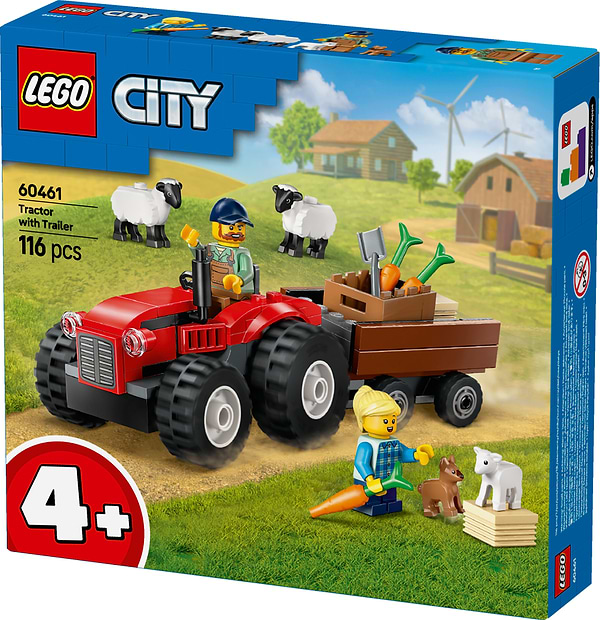 Фото - Конструктор LEGO City Красный фермерский трактор с прицепом и овцами (60461)