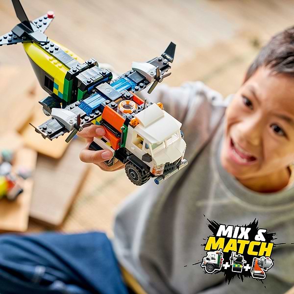 Фото - Конструктор LEGO  City Ремікс літака, вантажівки та судна на повітряній подушці (60505)