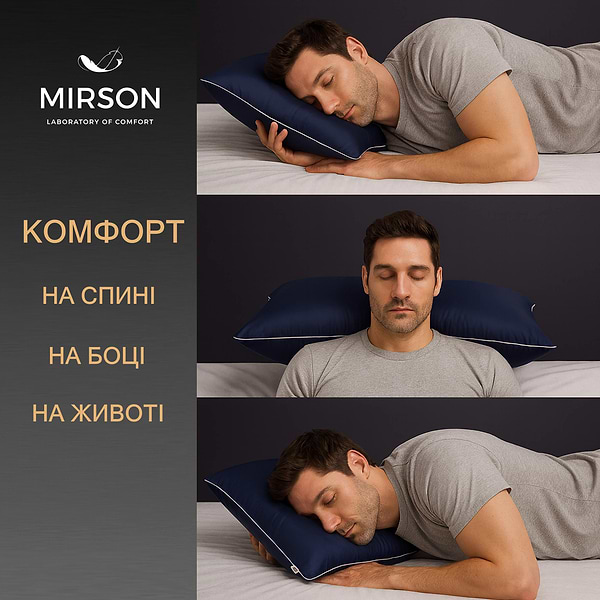 Фото - Подушка ортопедическая MirSon №6055 Delicate satin Ocean Men 59х43х12 (2200003261783)