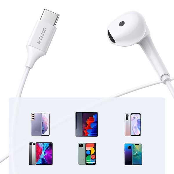 Фото - Навушники вкладиші дротові UGREEN EP101 Wired Earphones with Type-C Connector White (60700)
