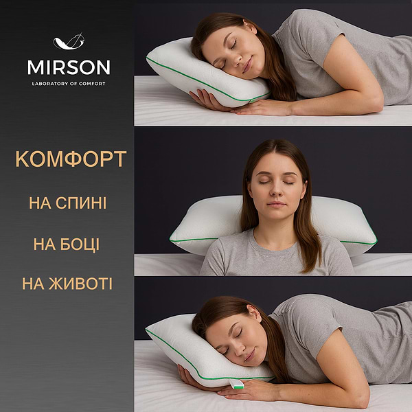 Фото - Подушка ортопедическая MirSon №6081 Green nature Alberto WoMen 59х43х10 (2200003262353)