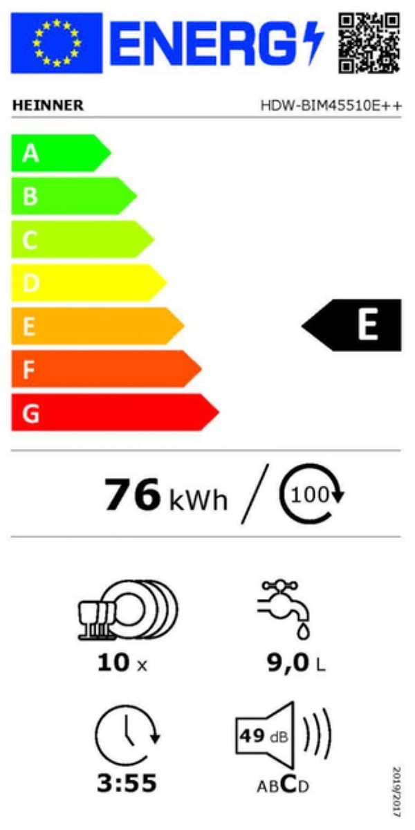 Фото - Посудомийна машина вбудована Heinner HDW-BIM45510E++