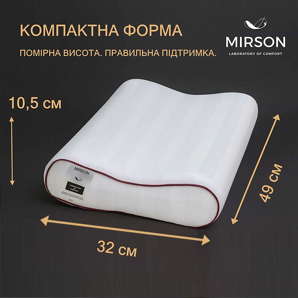 Фото - Подушка ортопедична MirSon №6087 Noble stripe Royal Pearl 49х32х10.5 (2200003262414)
