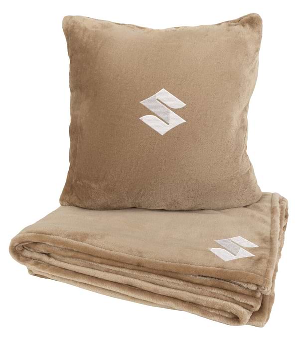 Фото - Набор плед + подушка в авто EVAtech из махры S для Suzuki бежевые (MBLMPSSIV111)