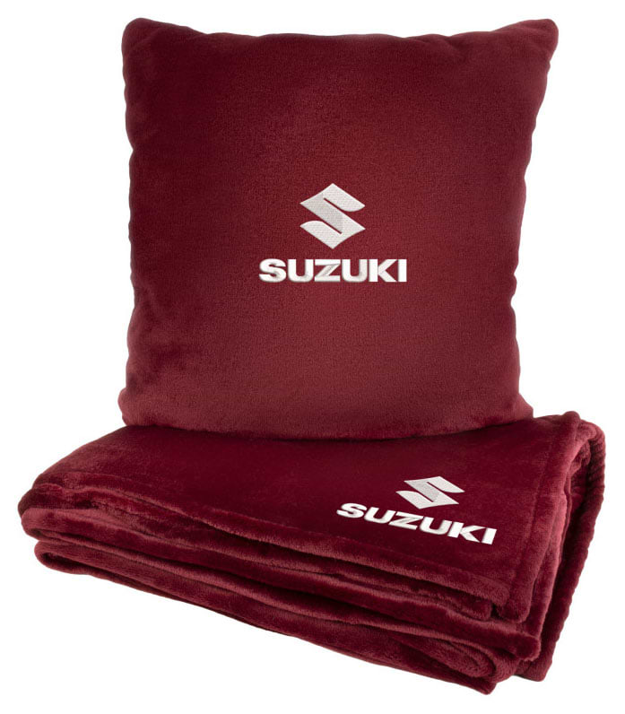 Фото - Набір плед + подушка в авто EVAtech із махри S для Suzuki червоні (MBLMPSSRV112)