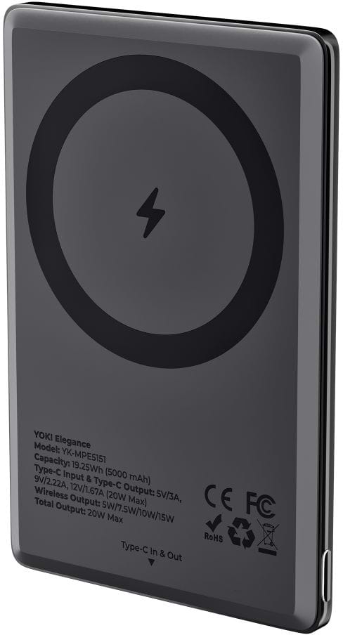Фото - Батарея мобільна YOKI Magnetic Elegance 15W 5000 mAh (YK-MPE515 Black)