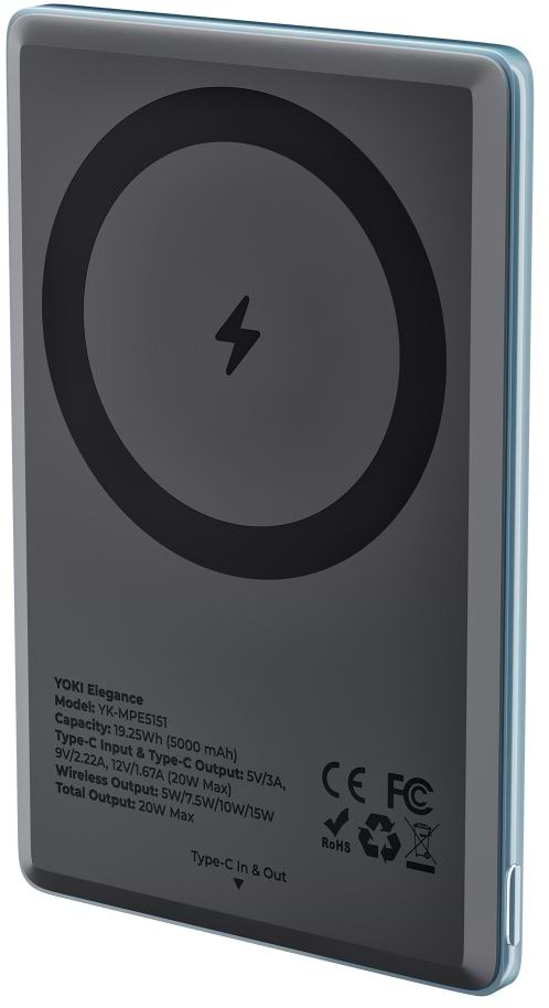 Фото - Батарея мобільна YOKI Magnetic Elegance 15W 5000 mAh (YK-MPE515 Blue)