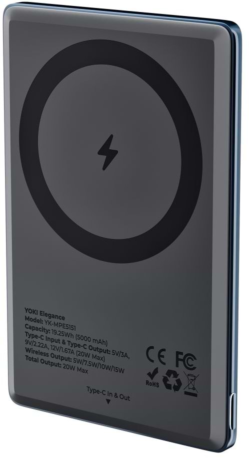 Фото - Батарея мобільна YOKI Magnetic Elegance 15W 5000 mAh (YK-MPE515 Deep Blue)