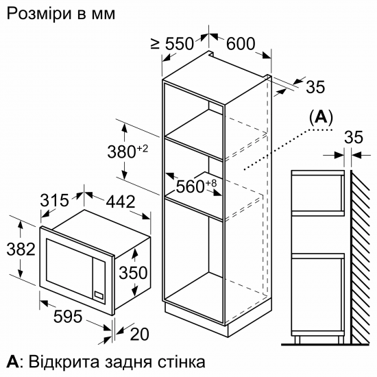 Фото - Уцінка - Мікрохвильова піч (НВЧ) вбудовувана Bosch BFL623MW3 #