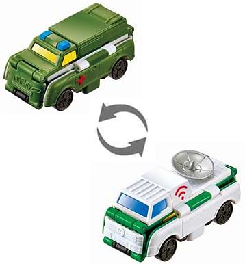 Машинка-трансформер Flip Cars 2 в 1 Грузовик связи и Военная скорая помощь (EU463875-15)