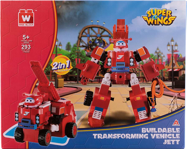 Фото - Пластиковий конструктор Super Wings Small Blocks 2-in-1 Buildable Transforming Vehicle Jett Джетт (EU385005)