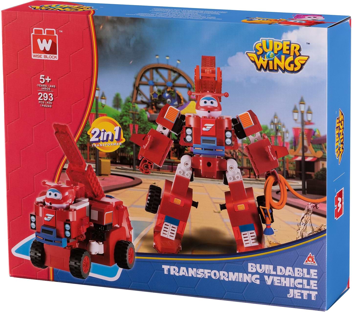 Пластиковий конструктор Super Wings Small Blocks 2-in-1 Buildable Transforming Vehicle Jett Джетт (EU385005) - Фото 1